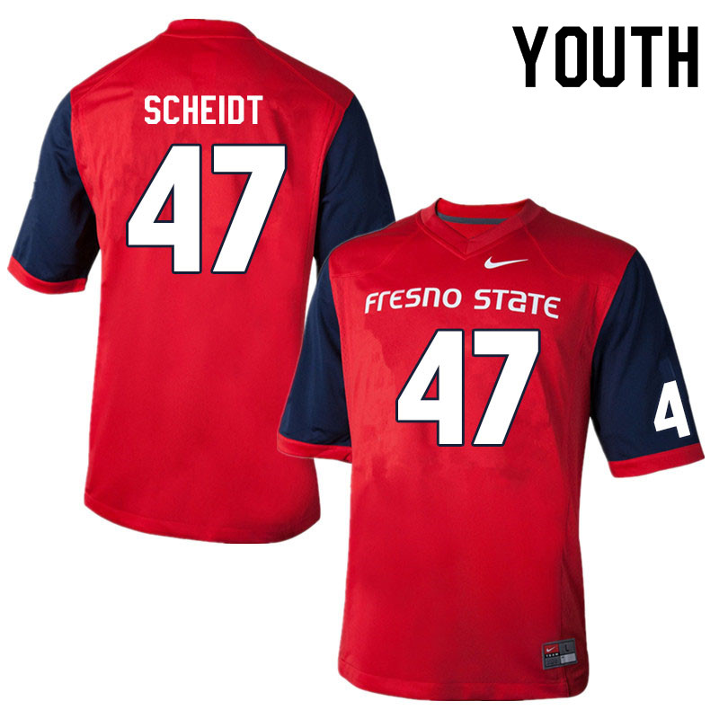 Youth #47 Seth Scheidt Fresno State Bulldogs College Football Jerseys Sale-Red - Click Image to Close